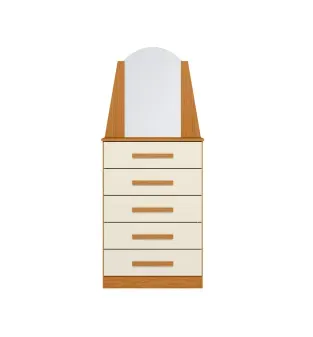 Cómoda Cajonera Moderna Bertolini New Veneza con 5 cajones y espejo Color Cinamomo Off White