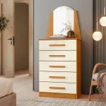 Cómoda de madera con espejo New Veneza Cinamomo Off White