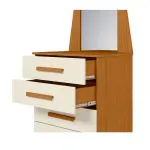 Cómoda Cajonera Moderna con 5 cajones y espejo New Veneza Cinamomo Off White