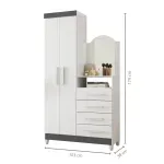 Cajonera armario de madera MDP muebles cajoneras para ropa baratos y resistentes Bertolini New Capri Blanco Gris