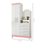 Cajonera armario de madera MDP muebles cajoneras para ropa baratos y resistentes Bertolini New Capri Blanco Rosa