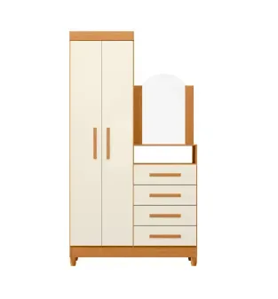 BERTOLINI Cómoda Cajonera Con Espejo New Capri con 4 cajones Y Barra para Colgar Ropa Color Cinamomo Off White