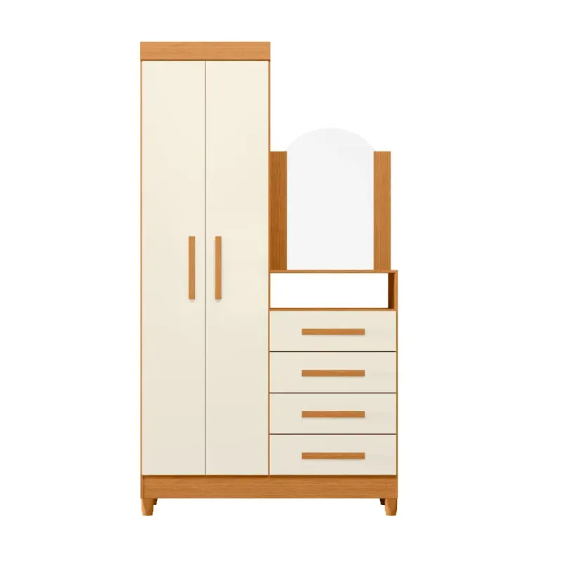 Cómoda cajonera con espejo New Capri color Cinamomo Off White Bertolini