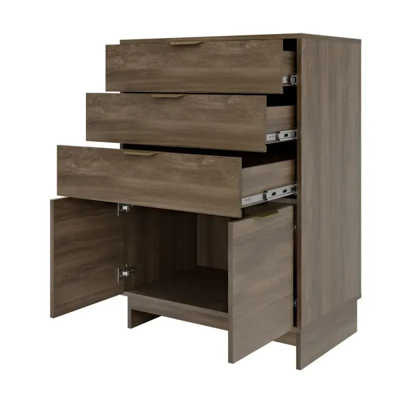 Mueble cajonera con 2 puertas abatibles e interior espacioso para dormitorio 1112 Legno