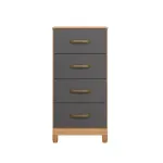 Cómoda cajonera de madera Bertolini Movyli 4 cajones color Freijo y Gris