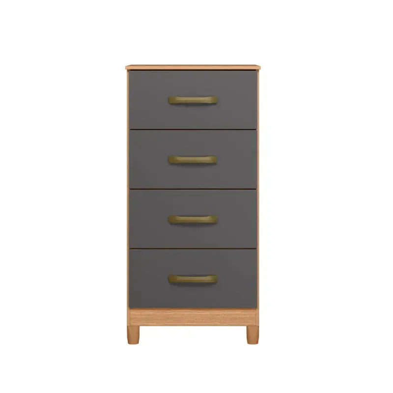 Cómoda cajonera de madera Bertolini Movyli 4 cajones color Freijo y Gris