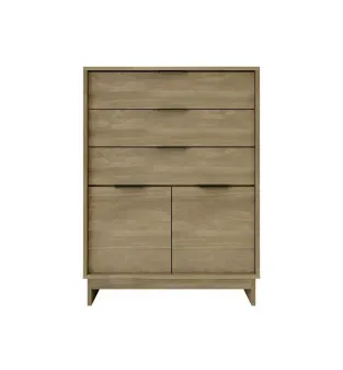 BERTOLINI Cómoda Cajonera 1112 Chifonier de Madera MDP con 3 Cajones 2 puertas color Noce