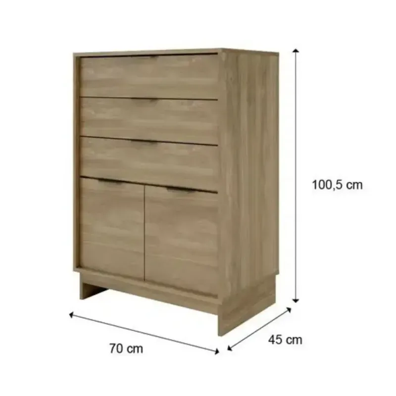 Cómoda cajonera para recámara moderna Bertolini 1112 color Noce
