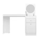 Tocador vanity Bertolini Deseo con espejo redondo color Blanco