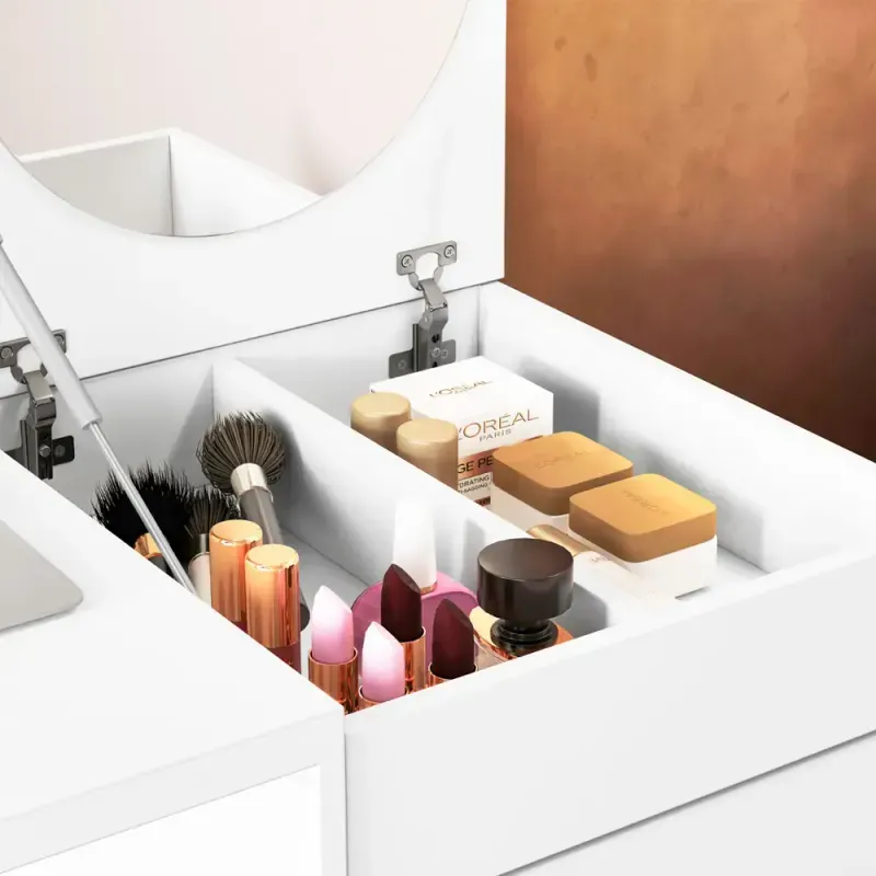 Tocador de madera moderno para mujer en recámara estilo contemporáneo Blanco