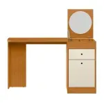 Tocador vanity Bertolini Deseo con espejo redondo color cinamomo off white