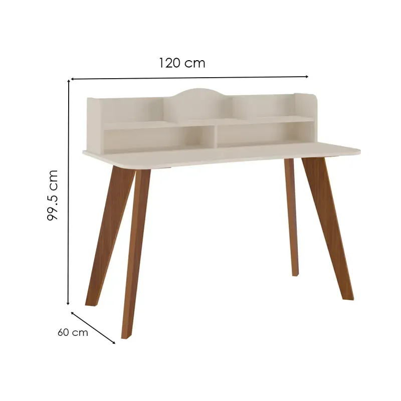 Isometrico Tocador Vanity Multifuncional Moderno Bertolini Sofia con 2 Nichos 3 Estantes Color Off White Cedro