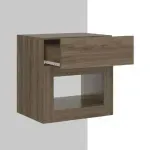 Mesita de Noche Minimalista de Madera MDP Bertolini 567 con 1 Cajón y 1 nicho color Legno