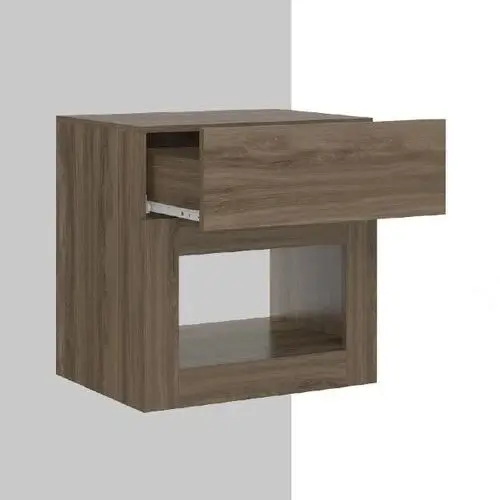 Mesita de Noche Minimalista de Madera MDP Bertolini 567 con 1 Cajón y 1 nicho color Legno