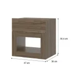 Isométrico Buró Mesita de Noche Minimalista de Madera MDP Bertolini 567 con 1 Cajón y 1 nicho Legno
