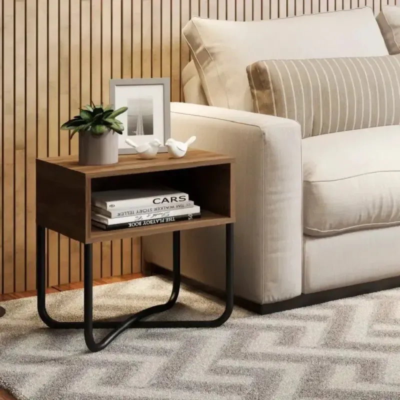 Mesa de Noche Moderna Bertolini 1270 con 1 Estante Legno Negro