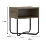 Isométrico Buró Mesa de Noche Moderna Bertolini 1270 con 1 Estante Legno Negro