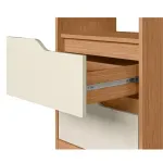 Detalle Set de 2 Burós Mesas de Noche de Madera MDP Bertolini Sole 2 Cajones Con Jaladeras de Metal  Freijo Off White