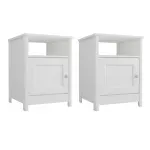 Par de Burós Mesitas de Noche de Madera MDP modernos Bertolini DM 120 Burós Minimalistas color Blanco