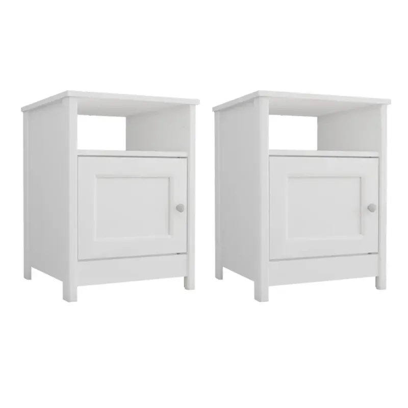 Par de Burós Mesitas de Noche de Madera MDP modernos Bertolini DM 120 Burós Minimalistas color Blanco