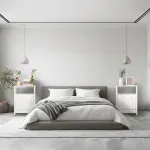 Par de Burós de Madera MDP modernos Bertolini DM 120 Burós Minimalistas color Blanco