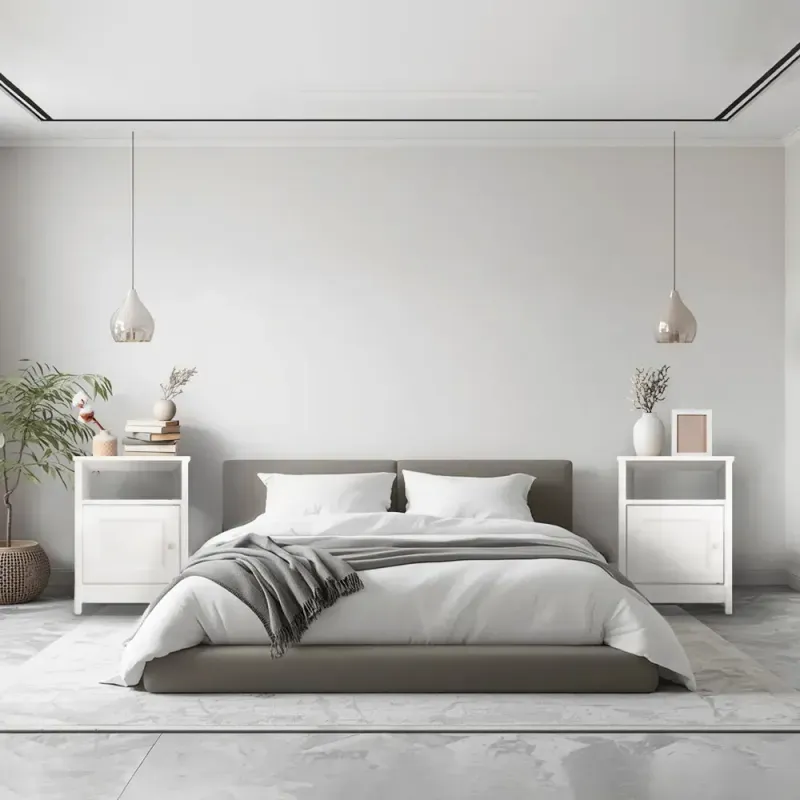 Par de Burós de Madera MDP modernos Bertolini DM 120 Burós Minimalistas color Blanco