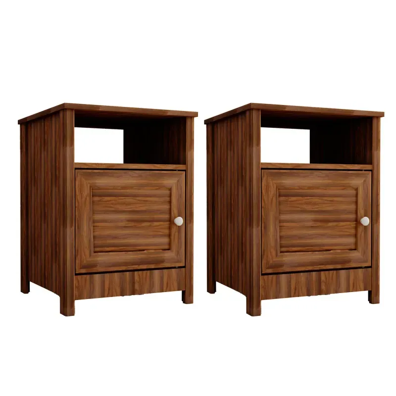Par de Burós Mesitas de Noche de Madera MDP modernos Bertolini DM 120 Burós Minimalistas color Imbuia
