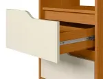 Buró Mesita de Noche de Madera MDP Bertolini Sole con 2 cajones, Tiradores doble vista color Cinamomo Off White