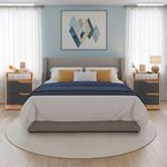 Set de 2 Mesas de Noche de Madera MDP Bertolini Sole Freijo Gris 2 Cajones Con Jaladeras de Metal