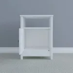 Buró Bertolini DM 120 Mesilla de Cama Minimalista con 1 estante y 1 puerta color Blanco