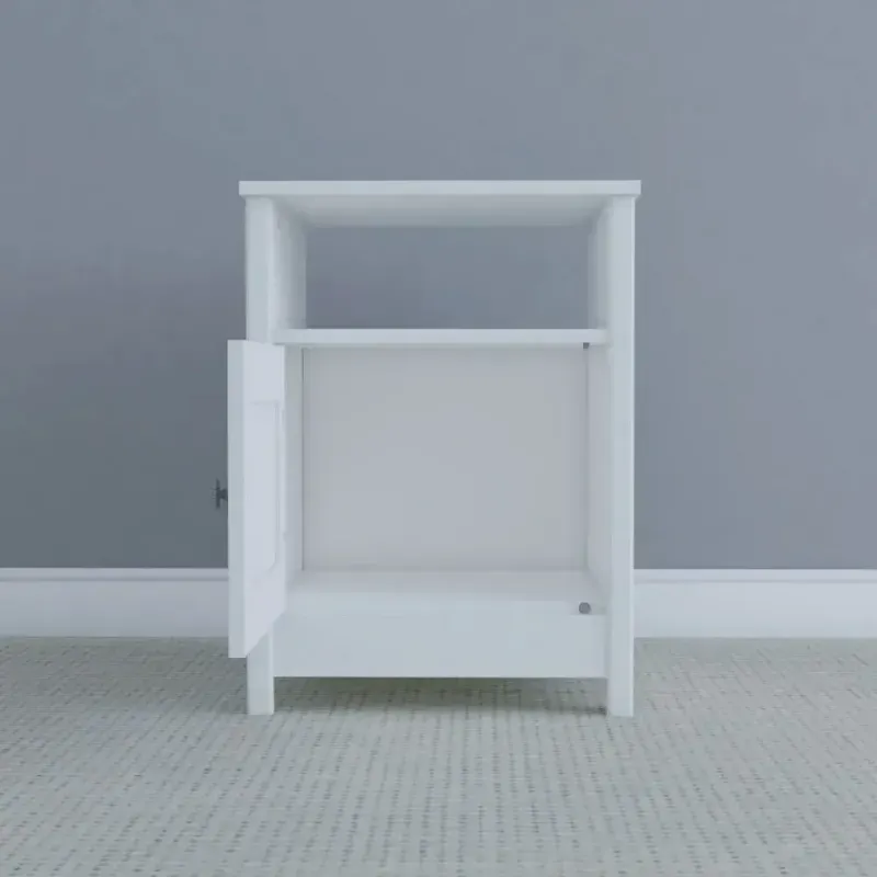 Buró Bertolini DM 120 Mesilla de Cama Minimalista con 1 estante y 1 puerta color Blanco