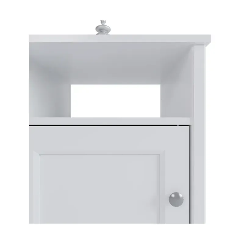 Mesita de Noche Bertolini DM 120 Mesilla de Cama Minimalista con 1 estante y 1 puerta color Blanco