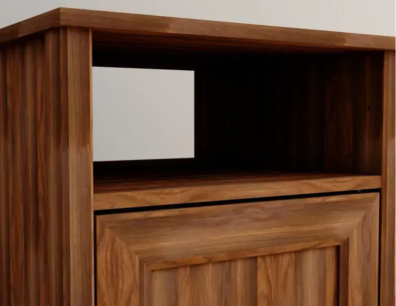 Mesita de Noche Bertolini DM 120 Mesilla de Cama Minimalista con 1 estante y 1 puerta color Imbuia