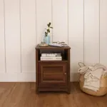 Buró Bertolini DM 120 Mesilla de Cama Minimalista con 1 estante y 1 puerta color Imbuia