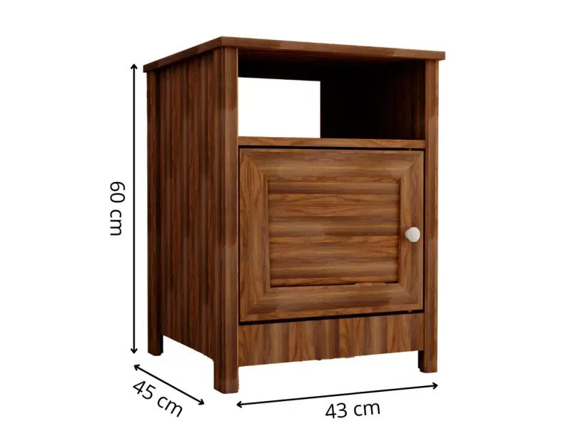 Medidas de Buró Mesita de Noche Bertolini DM 120 Mesilla de Cama Minimalista con 1 estante y 1 puerta color Imbuia