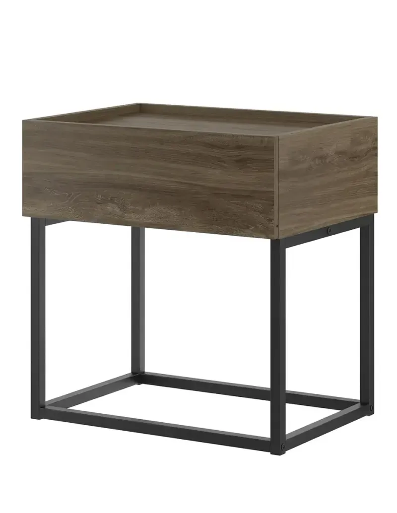 Buró Mesita de Noche Bertolini 1342 Mesa Auxiliar Minimalista con 1 Cajón color Legno con Negro