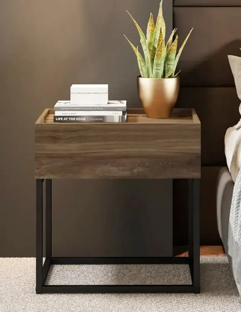 Buró de Madera MDP Bertolini 1342 Mesa Auxiliar Minimalista con 1 Cajón color Legno con Negro