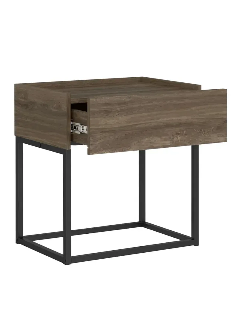 Buró Mesita de Noche de Madera MDP Bertolini 1342 Mesa Auxiliar Minimalista con 1 Cajón color Legno con Negro