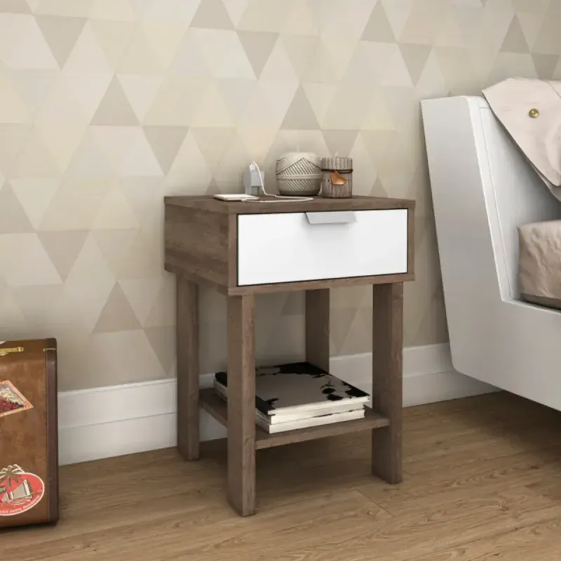 Buró de Madera MDP Bertolini RT 3128 con 1 Cajón y 1 Nicho color Rústico y Blanco