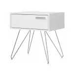 Mesa Auxiliar Moderna Bertolini 881 Mesita de Noche Lateral para Sala con 1 cajón color Blanco