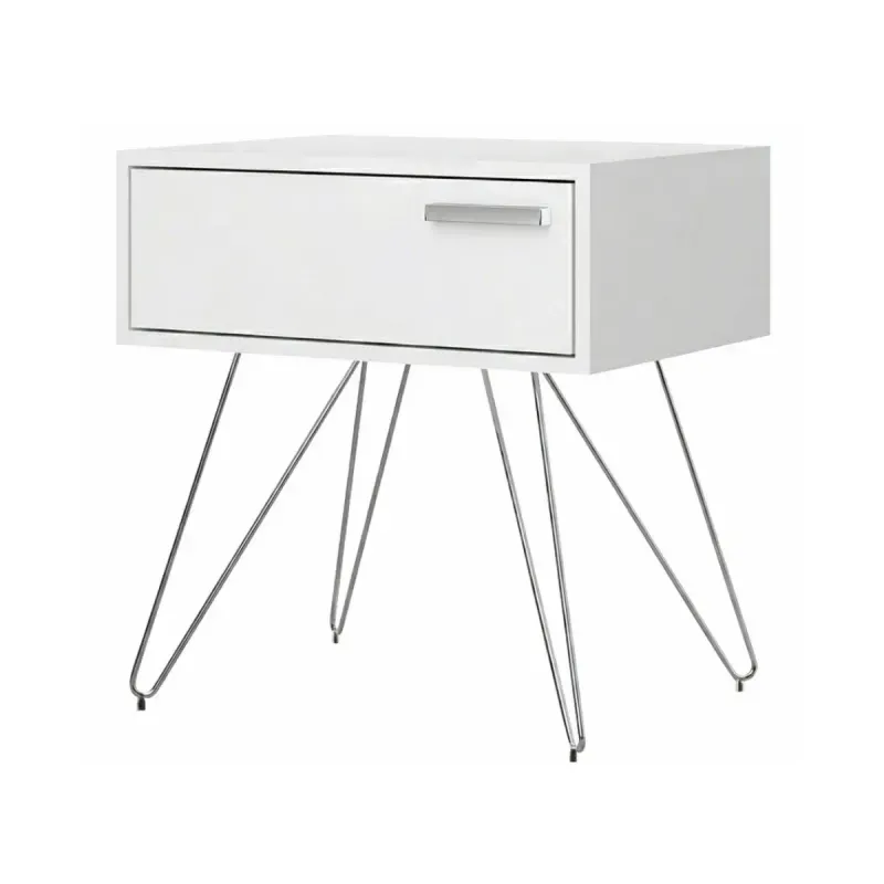 Mesa Auxiliar Moderna Bertolini 881 Mesita de Noche Lateral para Sala con 1 cajón color Blanco