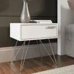Mesa Auxiliar Bertolini 881 Mesita de Noche Lateral para Sala con 1 cajón color Blanco