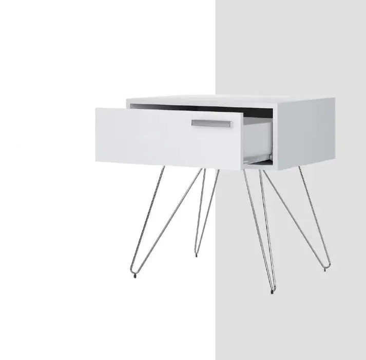 Mesa Auxiliar Moderna Bertolini 881 para Sala con 1 cajón color Blanco