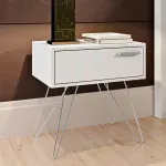Mesa Auxiliar Moderna Bertolini 881 Mesita de Noche para Sala con 1 cajón color Blanco