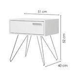 Medidas de Mesa Auxiliar Moderna Bertolini 881 Mesita de Noche Lateral para Sala con 1 cajón color Blanco