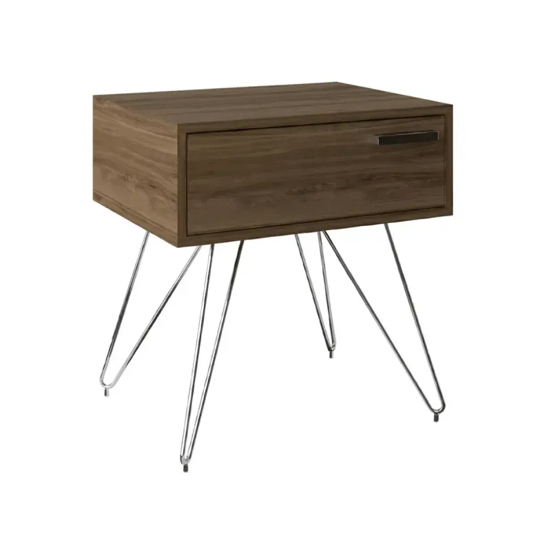 Mesa Auxiliar Moderna Bertolini 881 Mesita de Noche Lateral para Sala con 1 cajón color Legno