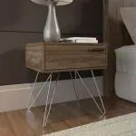 Mesa Auxiliar Bertolini 881 Mesita de Noche Lateral para Sala con 1 cajón color Legno