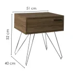 Medidas de Mesa Auxiliar Moderna Bertolini 881 Mesita de Noche Lateral para Sala con 1 cajón color Legno