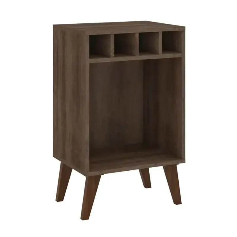 Mini bar Botellero Bertolini RT 3142 Mesa Auxiliar para Sala con 4 Porta Botellas color Rústico