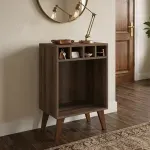 Mesa Auxiliar Botellero Bertolini RT 3142 para Sala con 4 Porta Botellas color Rústico
